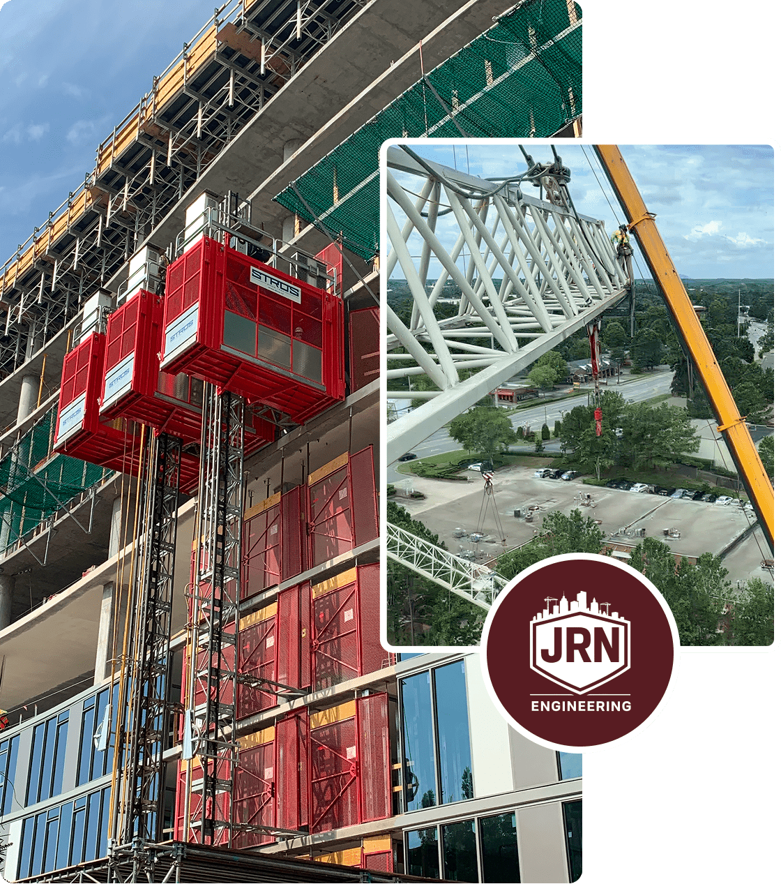 JRN Engineering logo on construction photo